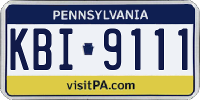 PA license plate KBI9111