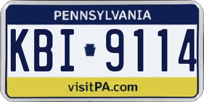 PA license plate KBI9114