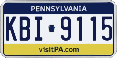 PA license plate KBI9115