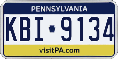 PA license plate KBI9134