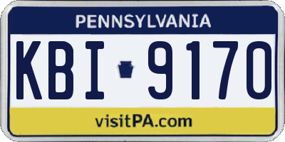 PA license plate KBI9170