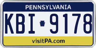 PA license plate KBI9178