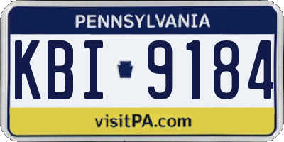 PA license plate KBI9184