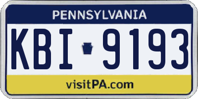 PA license plate KBI9193