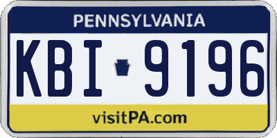 PA license plate KBI9196