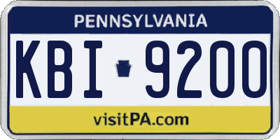 PA license plate KBI9200