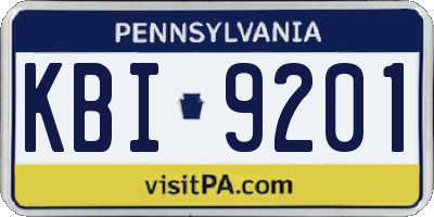 PA license plate KBI9201