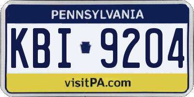 PA license plate KBI9204