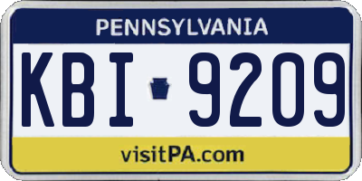 PA license plate KBI9209