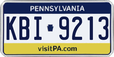 PA license plate KBI9213