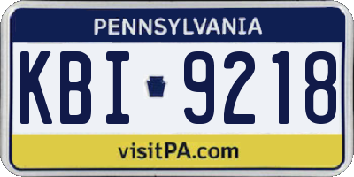 PA license plate KBI9218