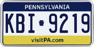 PA license plate KBI9219
