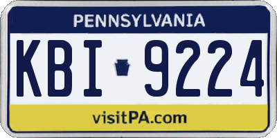 PA license plate KBI9224