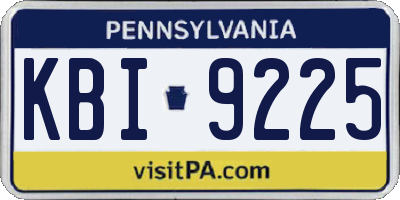 PA license plate KBI9225
