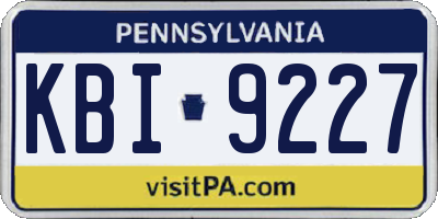 PA license plate KBI9227