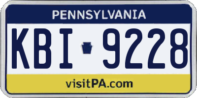PA license plate KBI9228