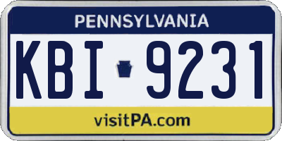 PA license plate KBI9231