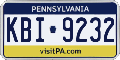 PA license plate KBI9232