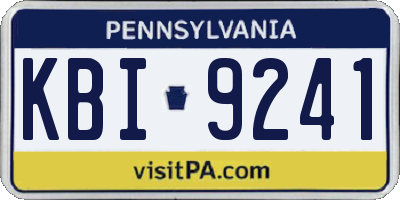 PA license plate KBI9241