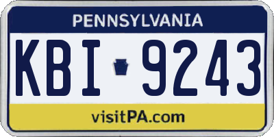 PA license plate KBI9243