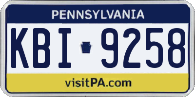 PA license plate KBI9258