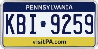 PA license plate KBI9259