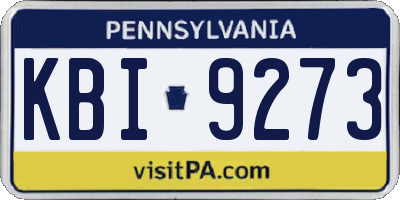 PA license plate KBI9273