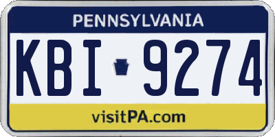 PA license plate KBI9274