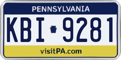 PA license plate KBI9281