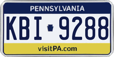 PA license plate KBI9288