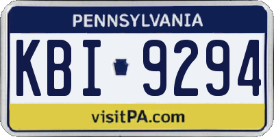PA license plate KBI9294