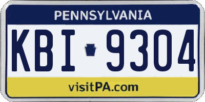 PA license plate KBI9304