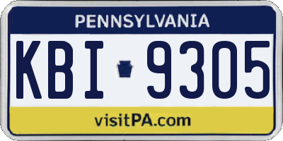 PA license plate KBI9305