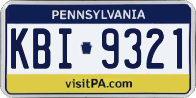 PA license plate KBI9321