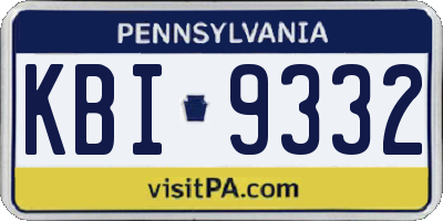 PA license plate KBI9332