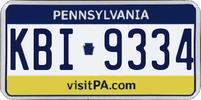 PA license plate KBI9334
