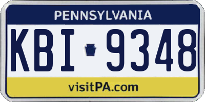 PA license plate KBI9348