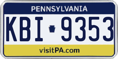 PA license plate KBI9353