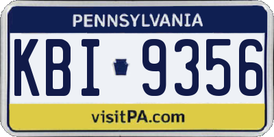 PA license plate KBI9356
