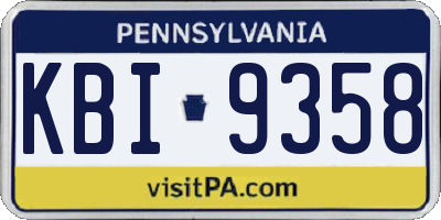 PA license plate KBI9358