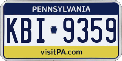 PA license plate KBI9359