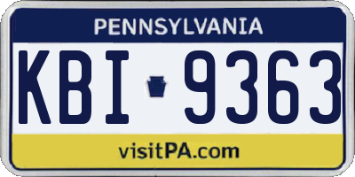 PA license plate KBI9363