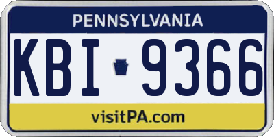 PA license plate KBI9366