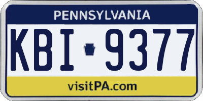 PA license plate KBI9377