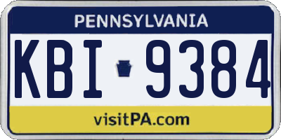 PA license plate KBI9384