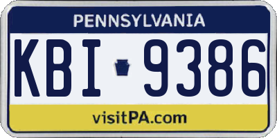PA license plate KBI9386