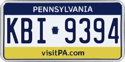 PA license plate KBI9394