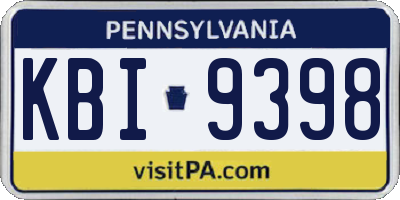 PA license plate KBI9398