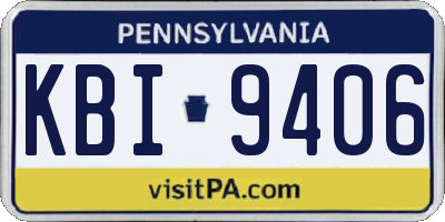PA license plate KBI9406