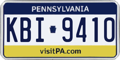 PA license plate KBI9410